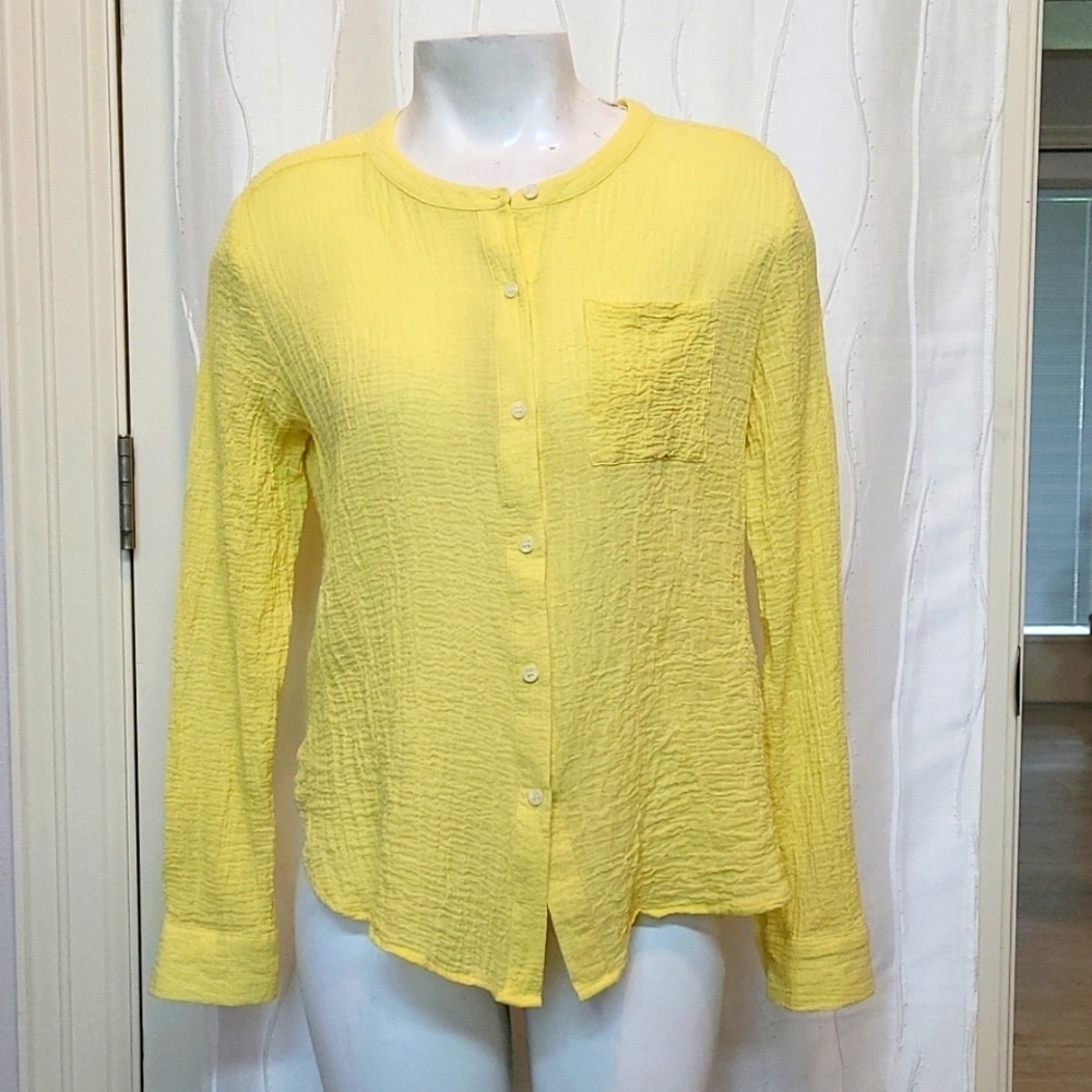 Vince Camuto Yellow Button Down Long Sleeve Top